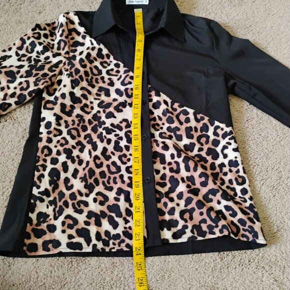 Woman's Over Apparel Blouse Leopard Print Loose Fit Formal Casual Size Small - Picture 6 of 10
